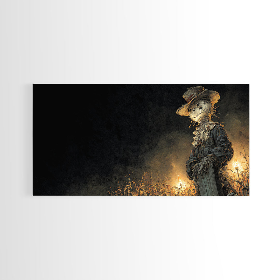 The Living Scarecrow, Grotesque Carnival Art, Wide Panoramic Art, Macabre Wall Art, Canvas Print, Halloween Wall Art