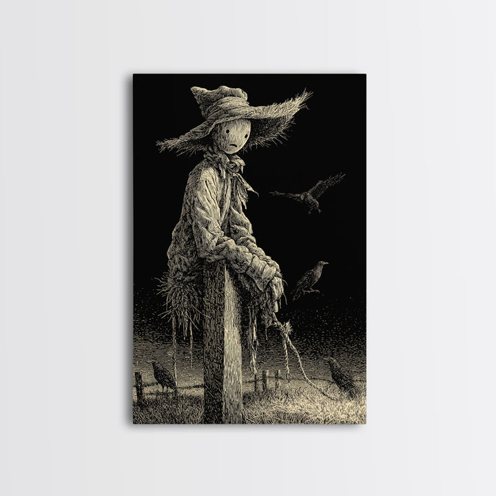 The Living Scarecrow, Victorian Macabre Art, Vertical Wall Art, Dark Halloween Decor, Canvas Print, Halloween Wall Art