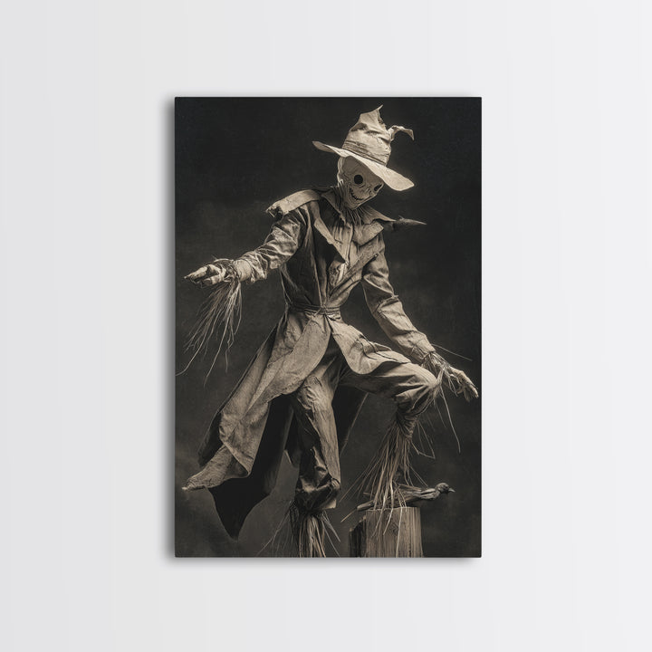 The Living Scarecrow, Biomechanical Horror Art, Vertical Wall Art, Macabre Wall Art, Framed Canvas Print, Halloween Wall Art