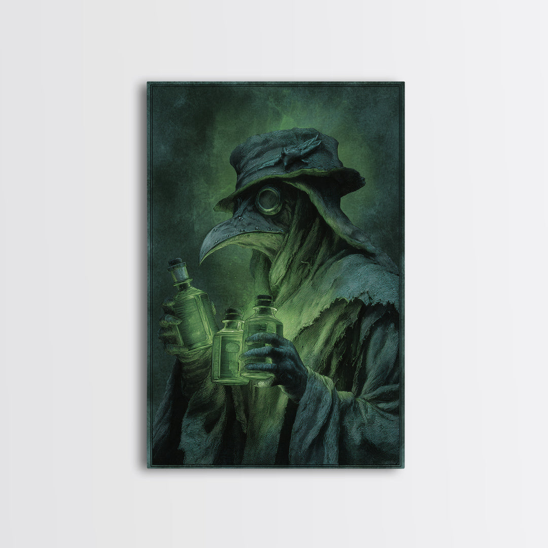 The Plague Doctor, Dark Renaissance Art, Vertical Wall Art, Dark Fantasy Wall Art, Framed Canvas Print, Halloween Wall Art