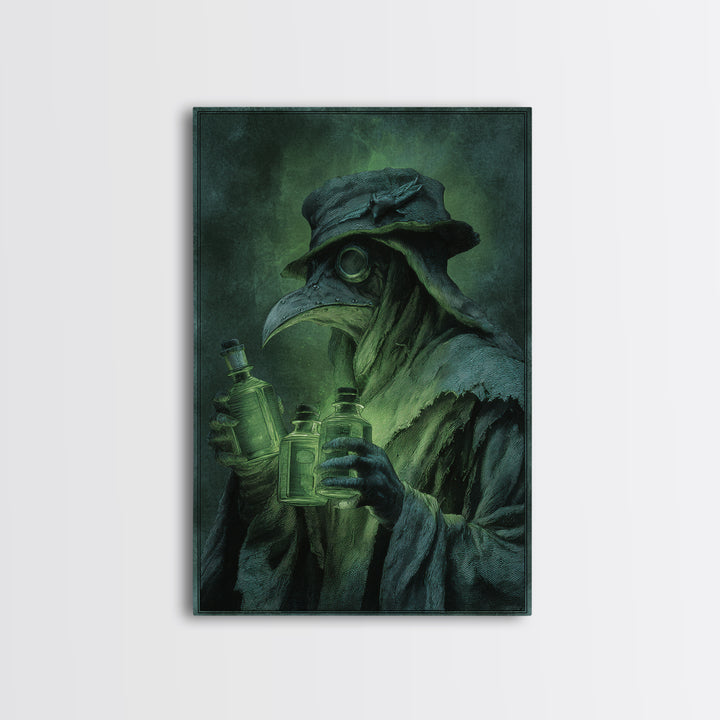 The Plague Doctor, Dark Renaissance Art, Vertical Wall Art, Dark Fantasy Wall Art, Framed Canvas Print, Halloween Wall Art