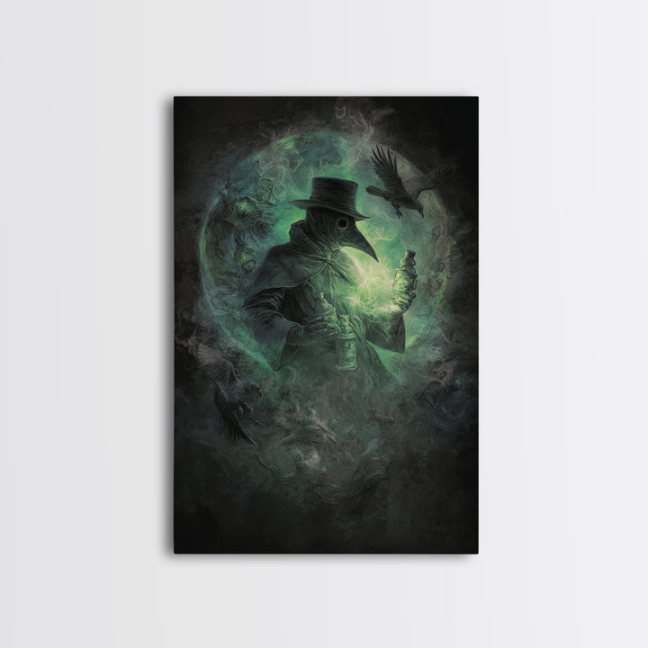 The Plague Doctor, Dark Romantic Horror Art, Vertical Wall Art, Dark Fantasy Wall Art, Framed Canvas Print, Halloween Wall Art