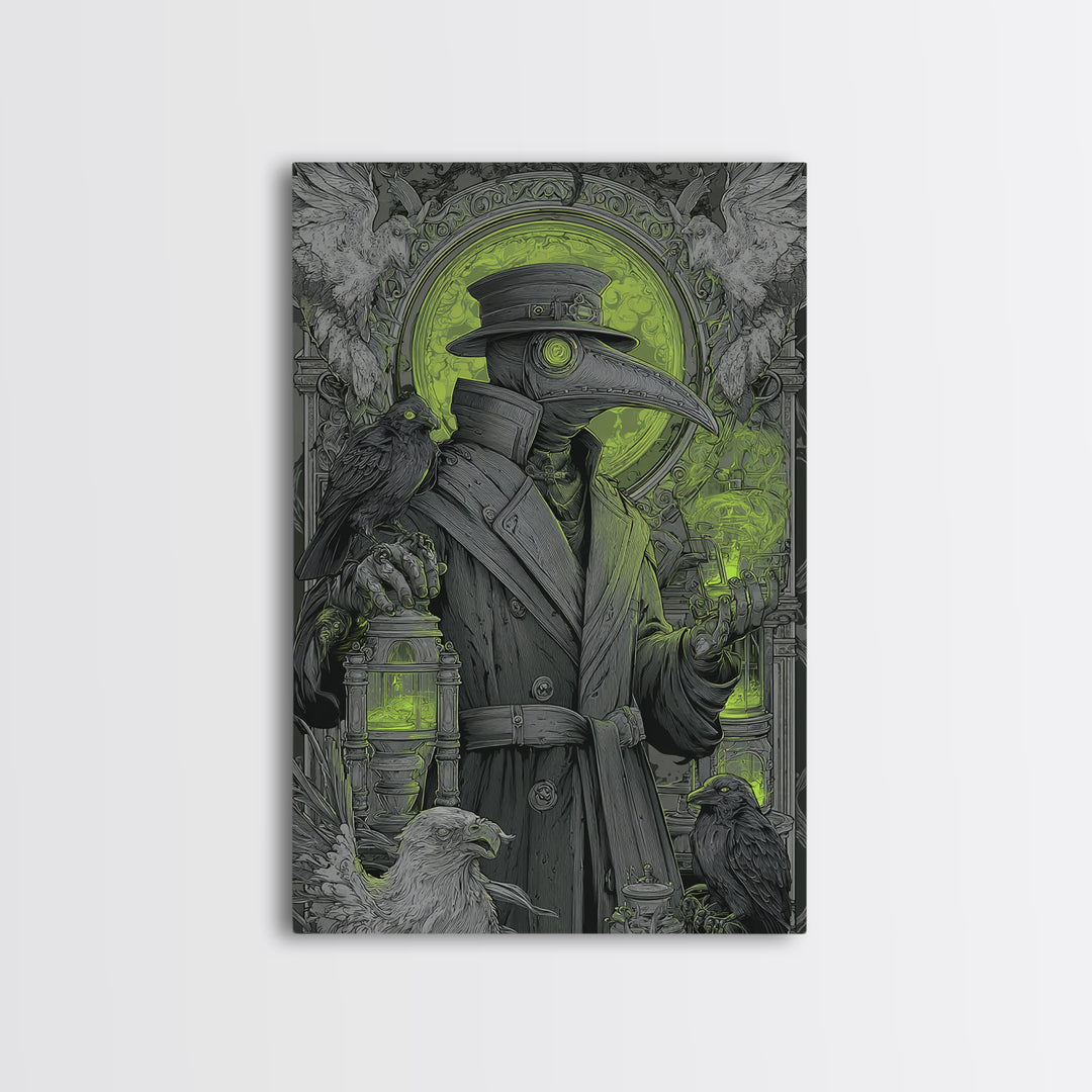 The Plague Doctor, Visionary Gothic Art, Vertical Wall Art, Gothic Horror Wall Art, Canvas Print, Halloween Wall Art