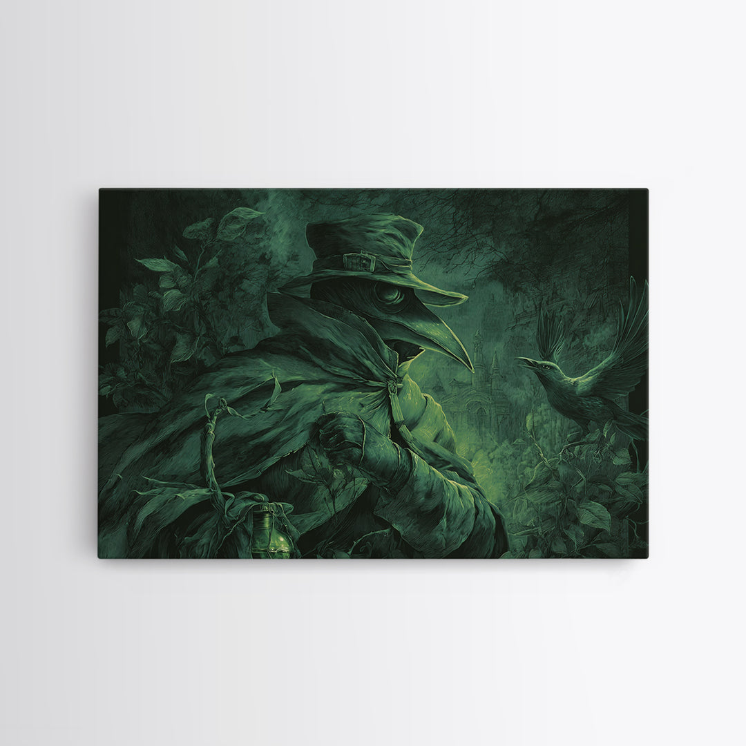 The Plague Doctor, Romantic Gothic Landscape, Landscape Wall Art, Gothic Horror Wall Art, Framed Canvas Print, Halloween Wall Art