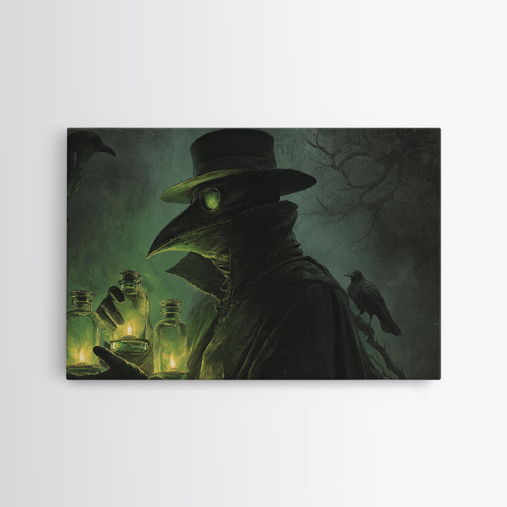 The Plague Doctor, Symbolist Gothic Landscape, Landscape Wall Art, Macabre Wall Art, Canvas Print, Halloween Wall Art, Spooky Wall Decor