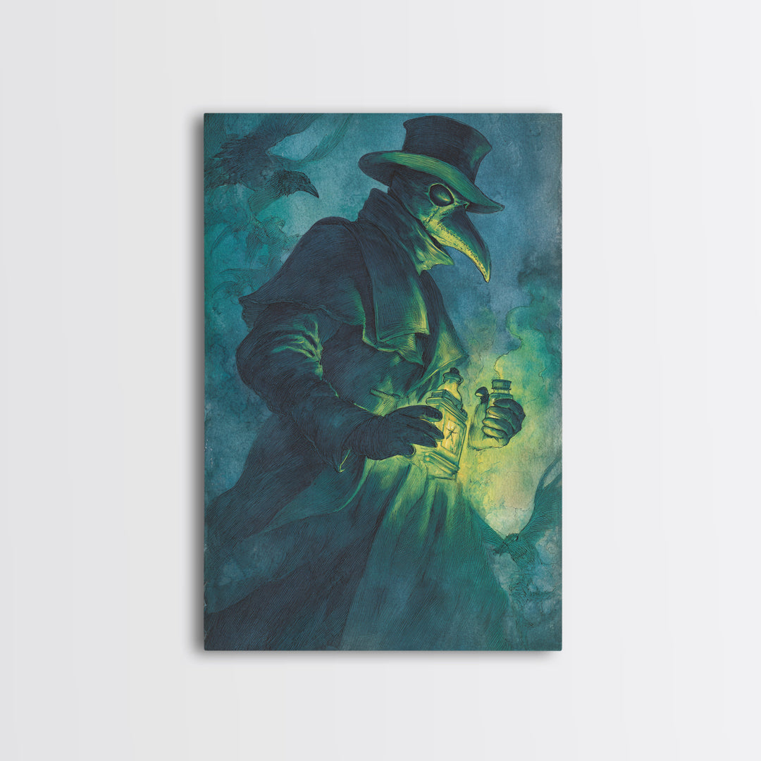 The Plague Doctor, Decadent Gothic Art, Vertical Wall Art, Gothic Horror Wall Art, Canvas Print, Halloween Wall Art, Macabre Wall Art