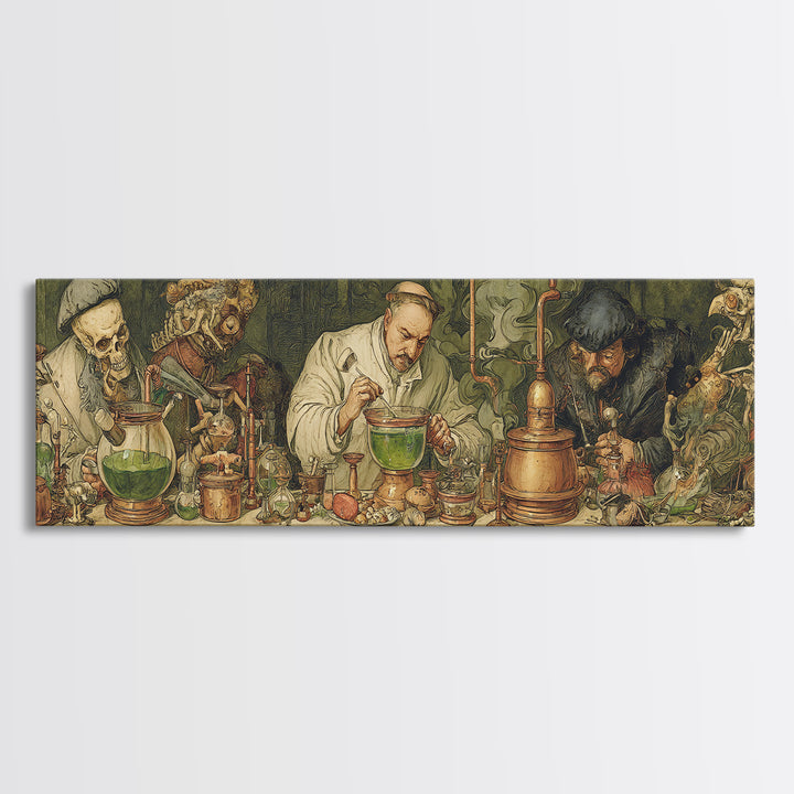 The Mad Alchemist, Danse Macabre Art, Extra Wide Wall Art, Gothic Horror Wall Art, Canvas Print, Halloween Wall Art
