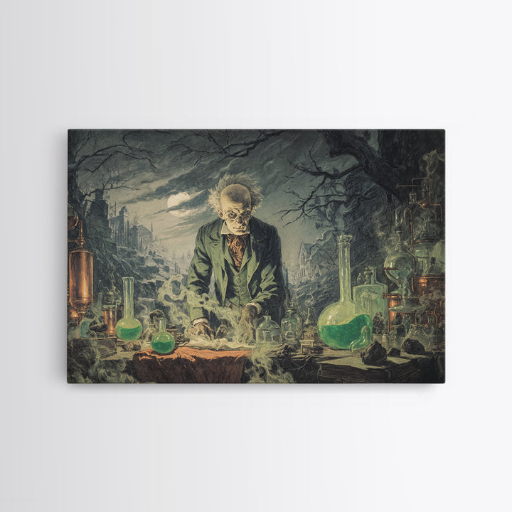 The Mad Alchemist, Romantic Gothic Landscape, Landscape Wall Art, Macabre Wall Art, Framed Canvas Print, Halloween Wall Art