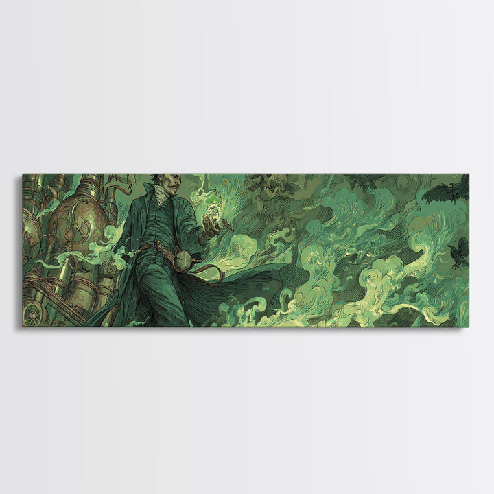 The Mad Alchemist, Decadent Gothic Art, Extra Wide Wall Art, Macabre Wall Art, Canvas Print, Halloween Wall Art, Halloween Decor