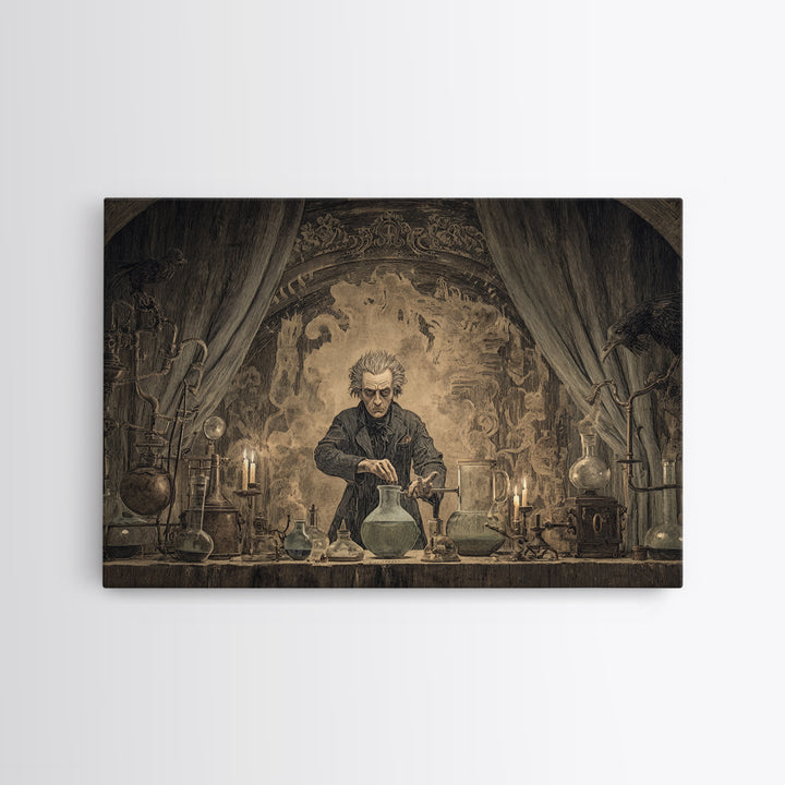 The Mad Alchemist, Expressionist Nightmare Art, Landscape Wall Art, Gothic Horror Wall Art, Canvas Print, Halloween Wall Art
