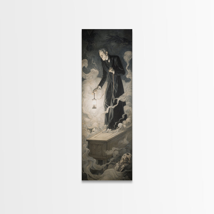 The Sinister Undertaker, Gothic Nightmare Art, Tall Narrow Wall Art, Gothic Horror Wall Art, Canvas Print, Halloween Wall Art