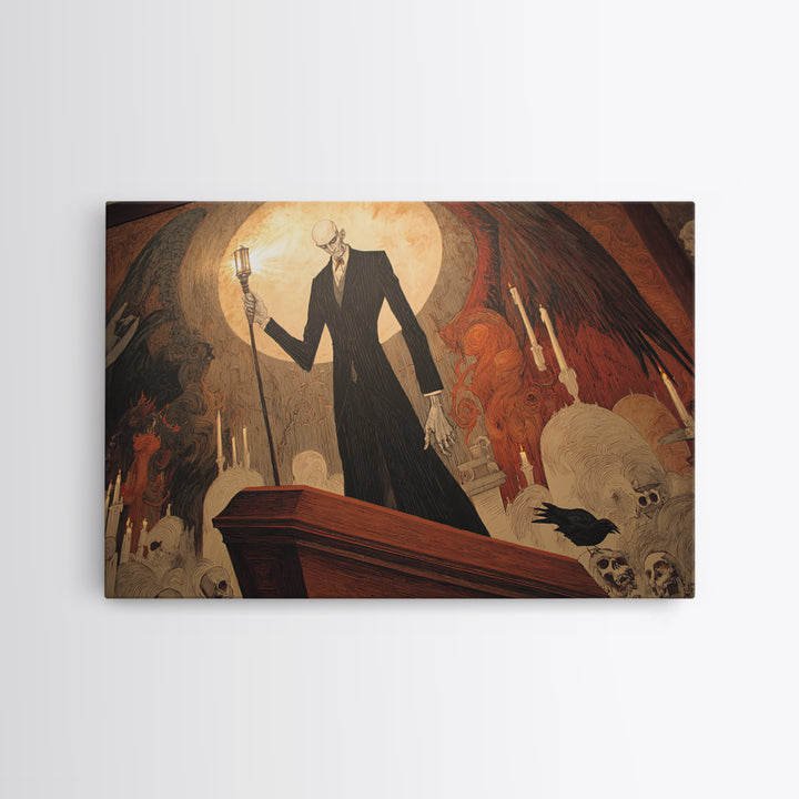 The Sinister Undertaker, Visionary Gothic Art, Landscape Wall Art, Macabre Wall Art, Canvas Print, Halloween Wall Art