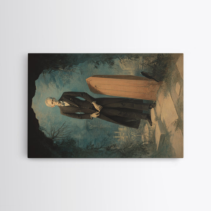 The Sinister Undertaker, Romantic Gothic Landscape, Landscape Wall Art, Macabre Wall Art, Framed Canvas Print, Halloween Wall Art