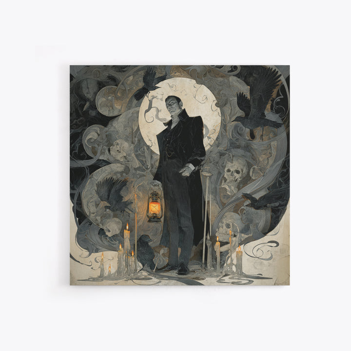 The Sinister Undertaker, Decadent Gothic Art, Square Wall Art, Dark Fantasy Wall Art, Canvas Print, Halloween Wall Art
