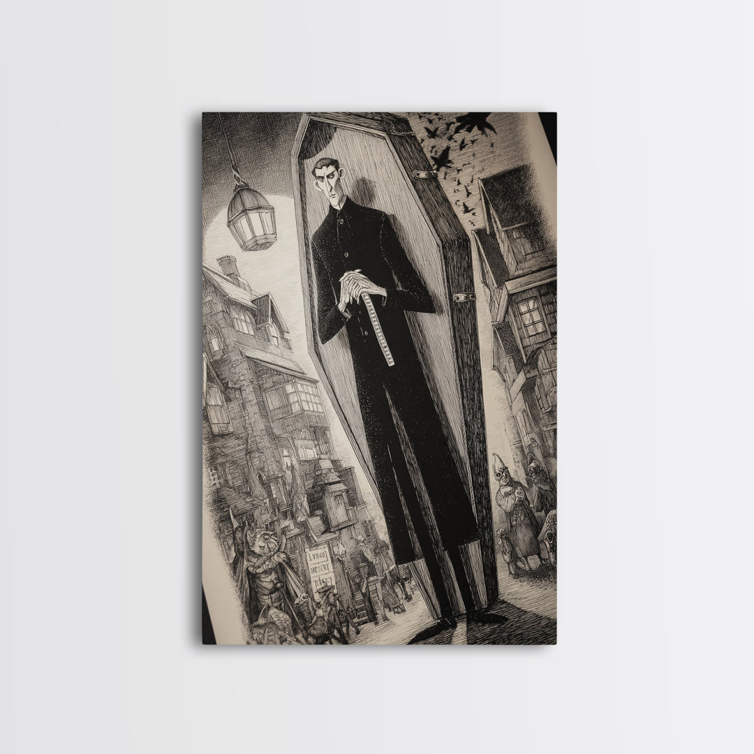 The Sinister Undertaker, Victorian Macabre Art, Vertical Wall Art, Macabre Wall Art, Canvas Print, Halloween Wall Art, Gothic Home Decor