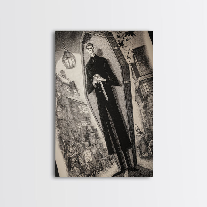 The Sinister Undertaker, Victorian Macabre Art, Vertical Wall Art, Macabre Wall Art, Canvas Print, Halloween Wall Art, Gothic Home Decor