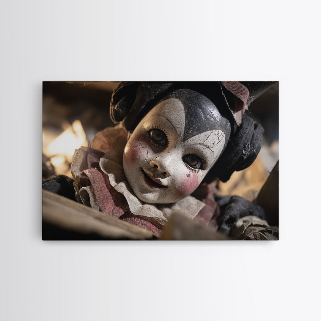 The Haunted Porcelain Doll, Medieval Grotesque Art, Landscape Wall Art, Macabre Wall Art, Canvas Print, Halloween Wall Art