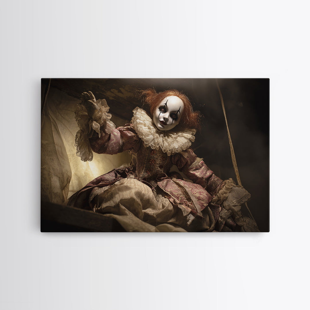 The Haunted Porcelain Doll, Danse Macabre Art, Landscape Wall Art, Macabre Wall Art, Framed Canvas Print
