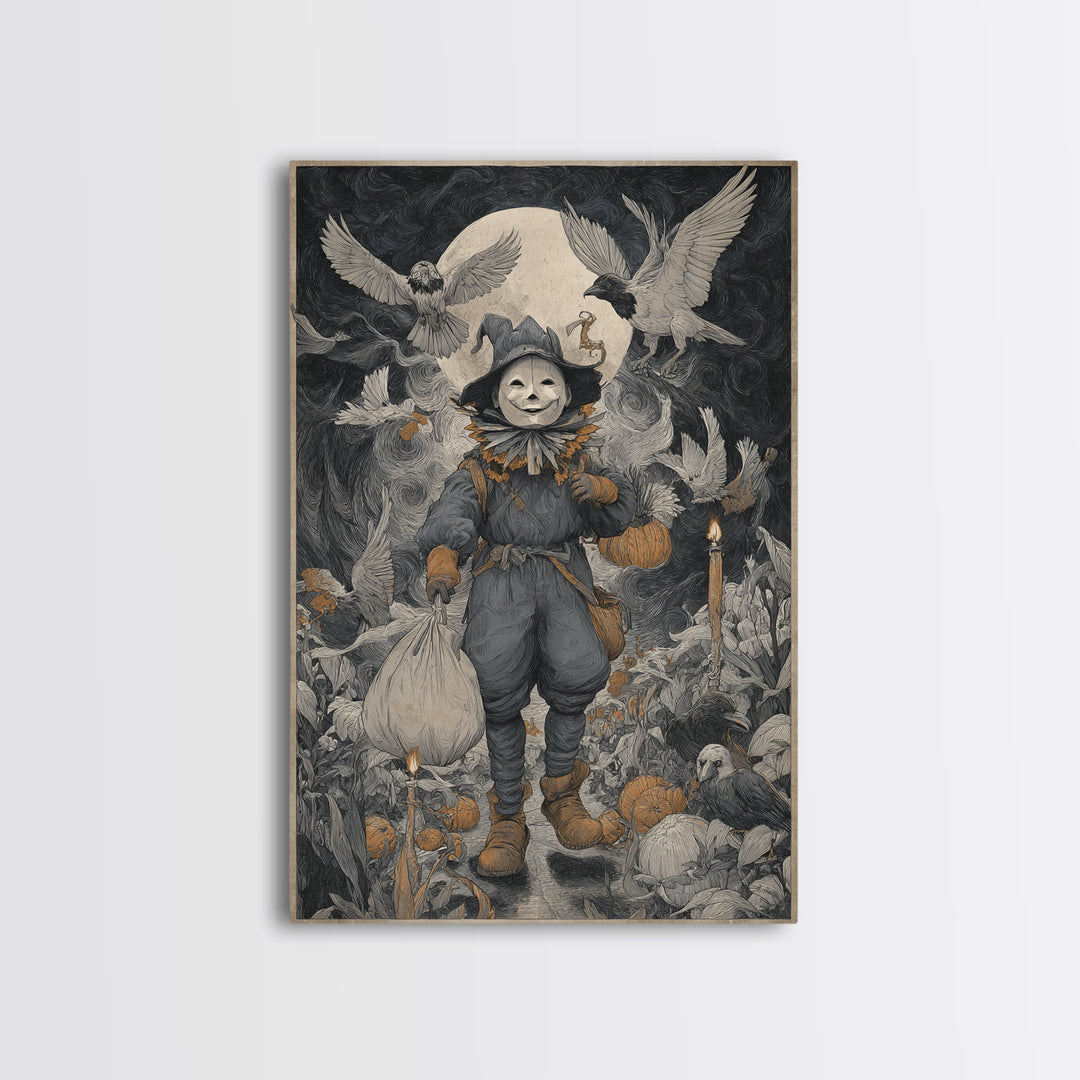 The Masked Candy Collector, Expressionist Gothic Art, Vertical Wall Art, Dark Fantasy Wall Art, Canvas Print, Halloween Wall Art