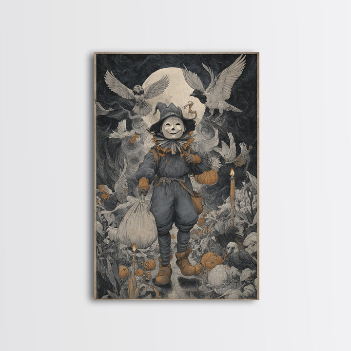 The Masked Candy Collector, Expressionist Gothic Art, Vertical Wall Art, Dark Fantasy Wall Art, Canvas Print, Halloween Wall Art