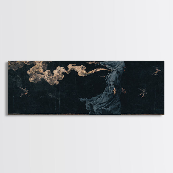 The Shadow Person, Medieval Grotesque Art, Extra Wide Wall Art, Macabre Wall Art, Canvas Print, Halloween Wall Art, Halloween Decor