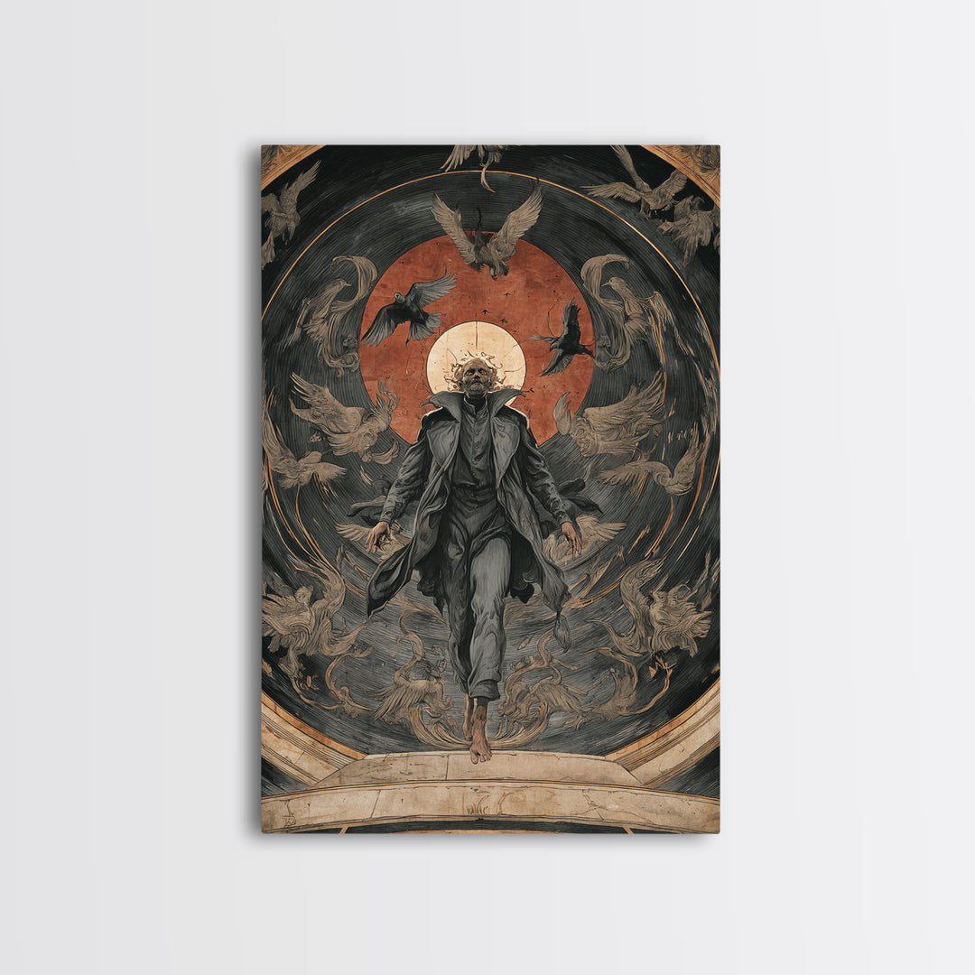 The Shadow Person, Dark Renaissance Art, Vertical Wall Art, Dark Fantasy Wall Art, Framed Canvas Print, Halloween Wall Art