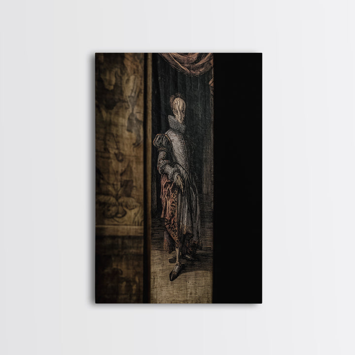 The Shadow Person, Danse Macabre Art, Vertical Wall Art, Gothic Horror Wall Art, Framed Canvas Print, Halloween Wall Art