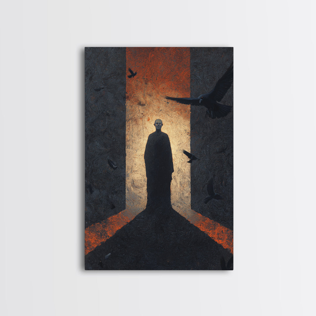 The Shadow Person, Visionary Gothic Art, Vertical Wall Art, Dark Fantasy Wall Art, Canvas Print, Halloween Wall Art, Spooky Wall Decor