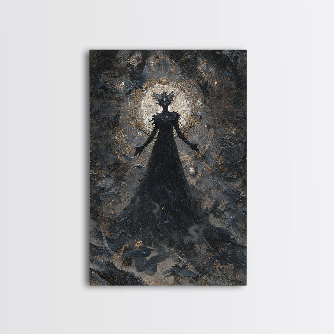 The Shadow Person, Ornate Symbolist Art, Vertical Wall Art, Gothic Horror Wall Art, Framed Canvas Print, Halloween Wall Art