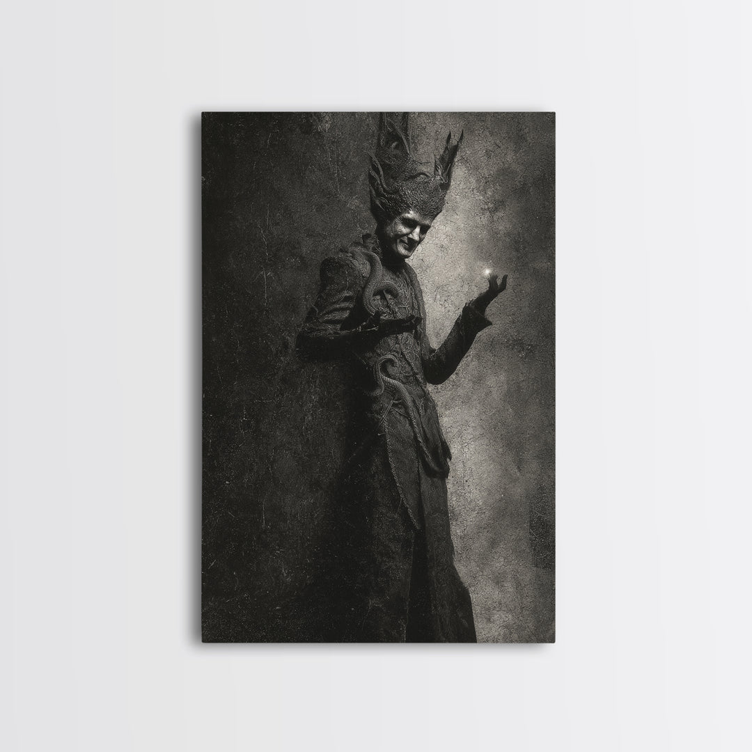 The Shadow Person, Dark Symbolist Art, Vertical Wall Art, Dark Halloween Decor, Canvas Print, Halloween Wall Art