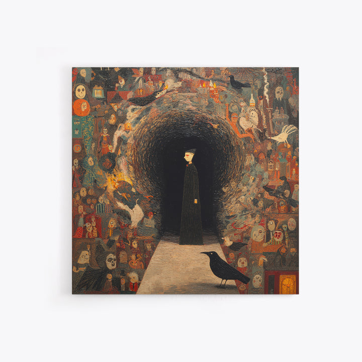The Shadow Person, Grotesque Carnival Art, Square Wall Art, Dark Halloween Decor, Canvas Print, Halloween Wall Art, Collectible Wall Decor