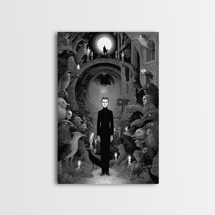 The Shadow Person, Victorian Macabre Art, Vertical Wall Art, Dark Fantasy Wall Art, Canvas Print, Halloween Wall Art