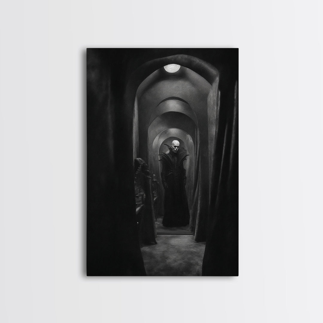 The Shadow Person, Biomechanical Horror Art, Vertical Wall Art, Dark Halloween Decor, Canvas Print, Halloween Wall Art, Seasonal Home Decor