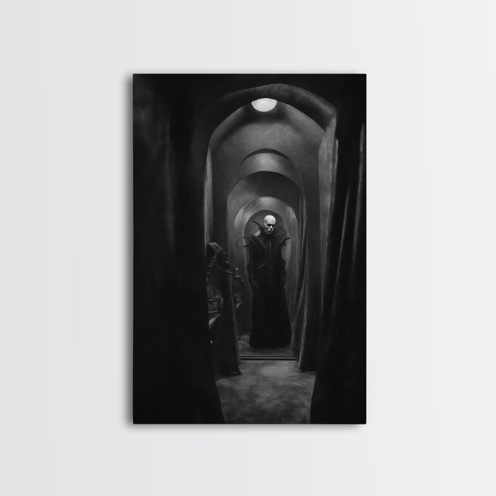 The Shadow Person, Biomechanical Horror Art, Vertical Wall Art, Dark Halloween Decor, Canvas Print, Halloween Wall Art, Seasonal Home Decor