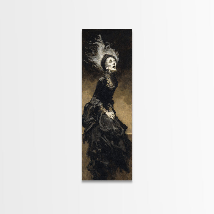 The Banshee Singer, Dark Romantic Horror Art, Tall Narrow Wall Art, Gothic Horror Wall Art, Framed Canvas Print, Halloween Wall Art