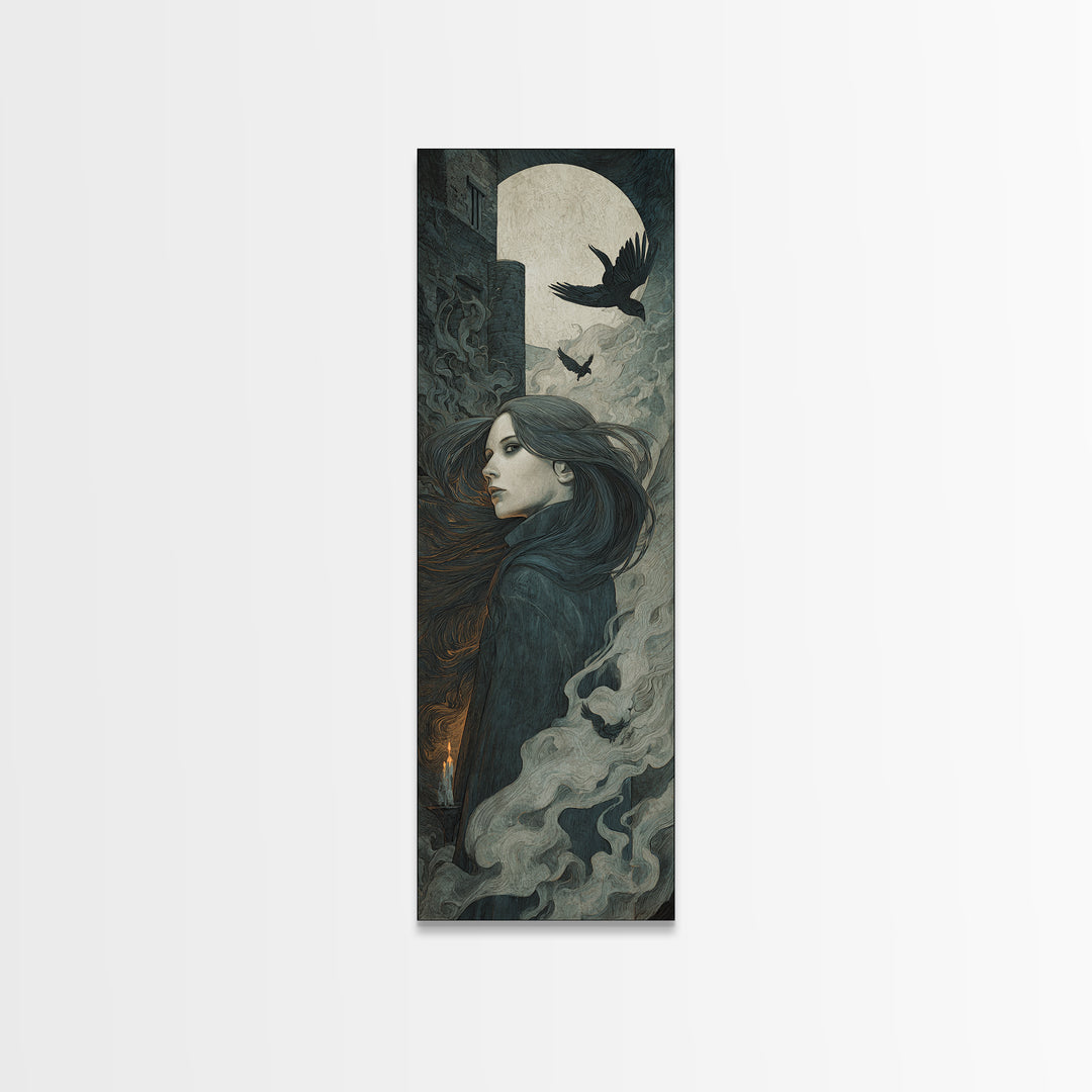 The Banshee Singer, Visionary Gothic Art, Tall Narrow Wall Art, Dark Fantasy Wall Art, Canvas Print, Halloween Wall Art