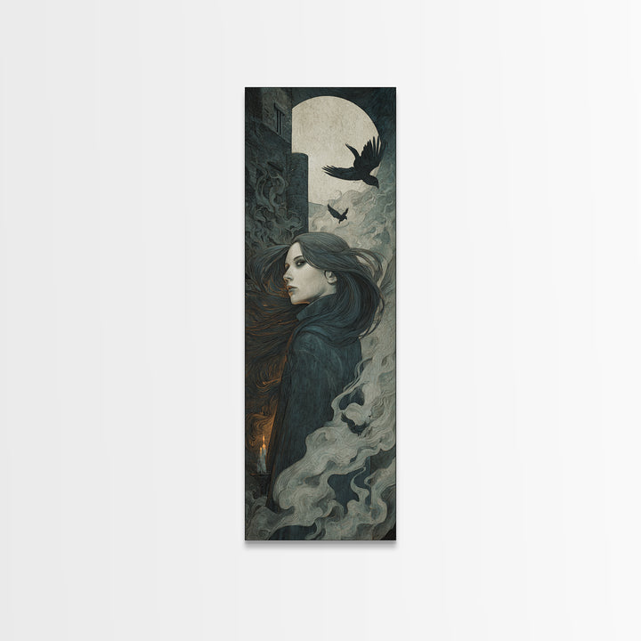 The Banshee Singer, Visionary Gothic Art, Tall Narrow Wall Art, Dark Fantasy Wall Art, Canvas Print, Halloween Wall Art