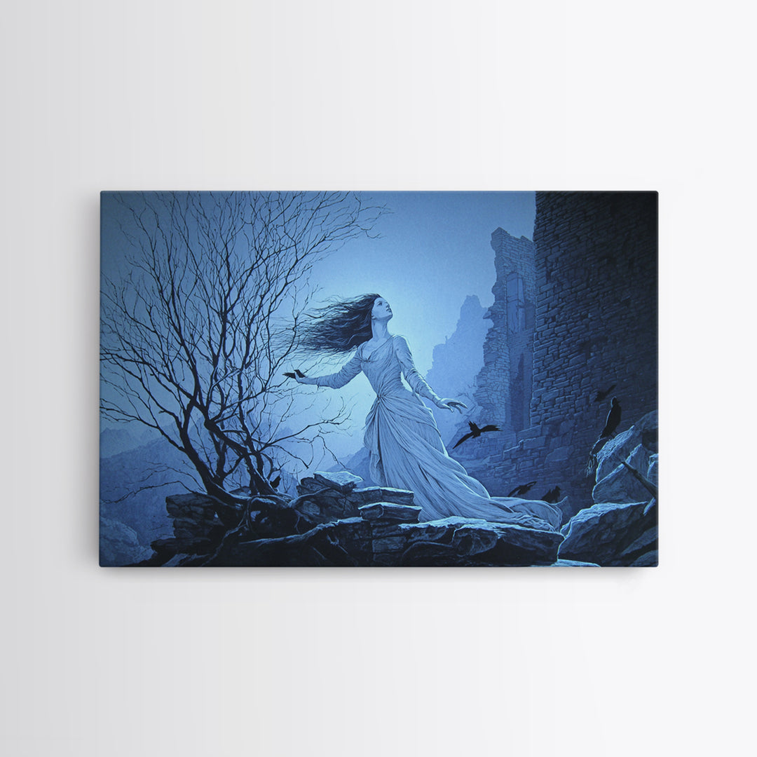 The Banshee Singer, Romantic Gothic Landscape, Landscape Wall Art, Dark Fantasy Wall Art, Canvas Print, Halloween Wall Art