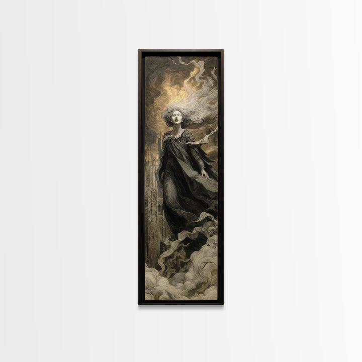 The Banshee Singer, Apocalyptic Romantic Art, Tall Narrow Wall Art, Dark Fantasy Wall Art, Canvas Print, Halloween Wall Art