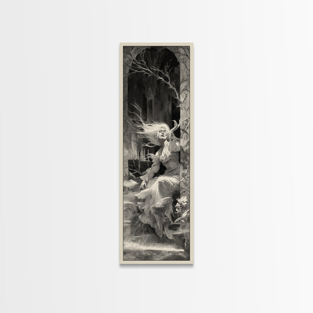 The Banshee Singer, Decadent Gothic Art, Tall Narrow Wall Art, Dark Fantasy Wall Art, Canvas Print, Halloween Wall Art