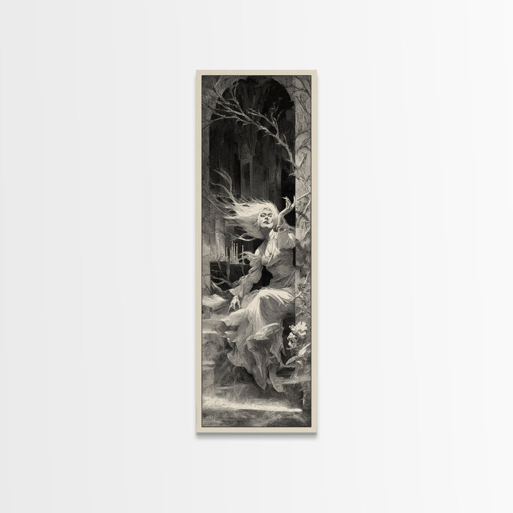 The Banshee Singer, Decadent Gothic Art, Tall Narrow Wall Art, Dark Fantasy Wall Art, Canvas Print, Halloween Wall Art