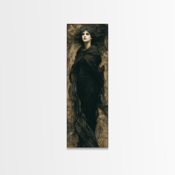 The Banshee Singer, Dark Symbolist Art, Tall Narrow Wall Art, Macabre Wall Art, Framed Canvas Print, Halloween Wall Art
