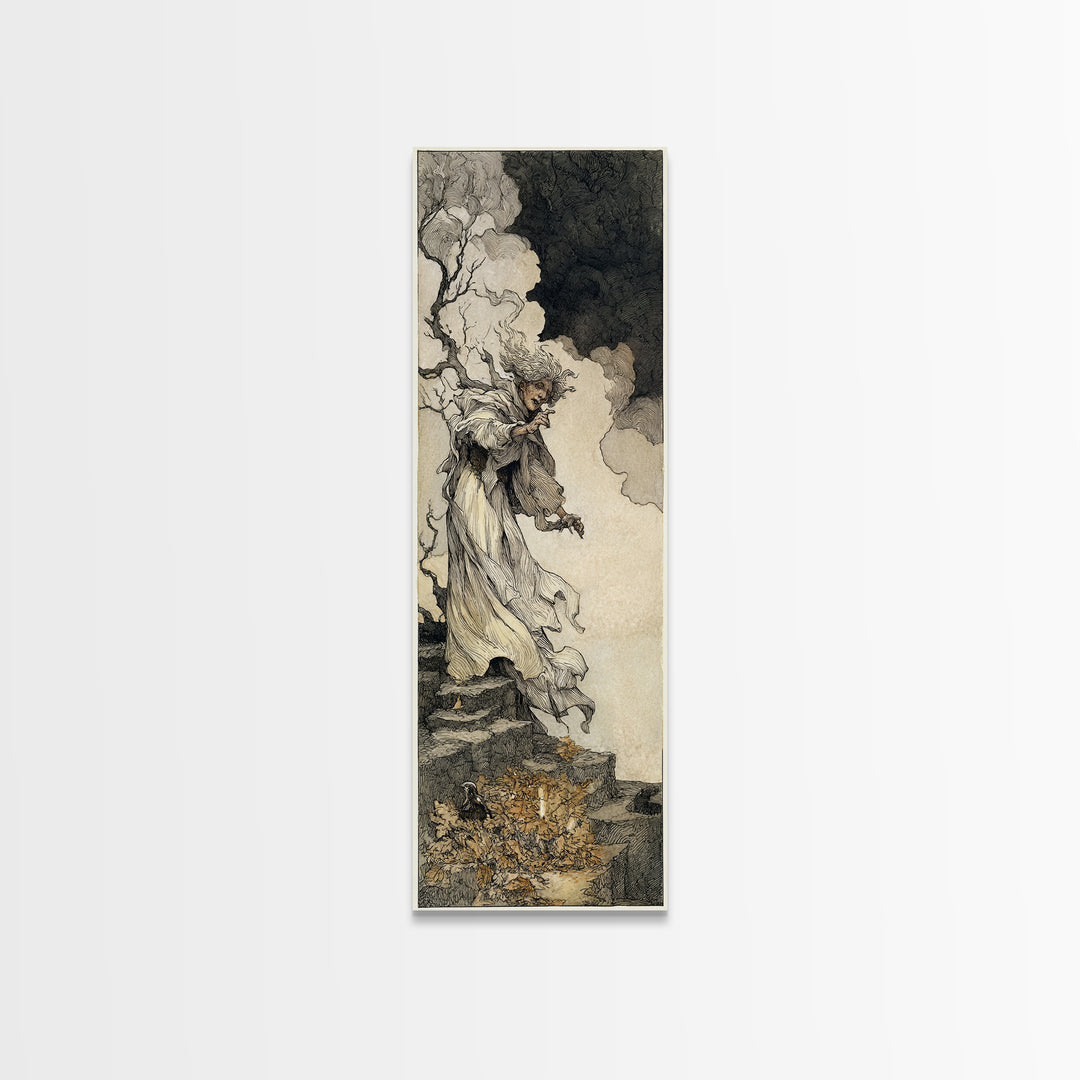 The Banshee Singer, Gothic Storybook Art, Tall Narrow Wall Art, Dark Fantasy Wall Art, Canvas Print, Halloween Wall Art