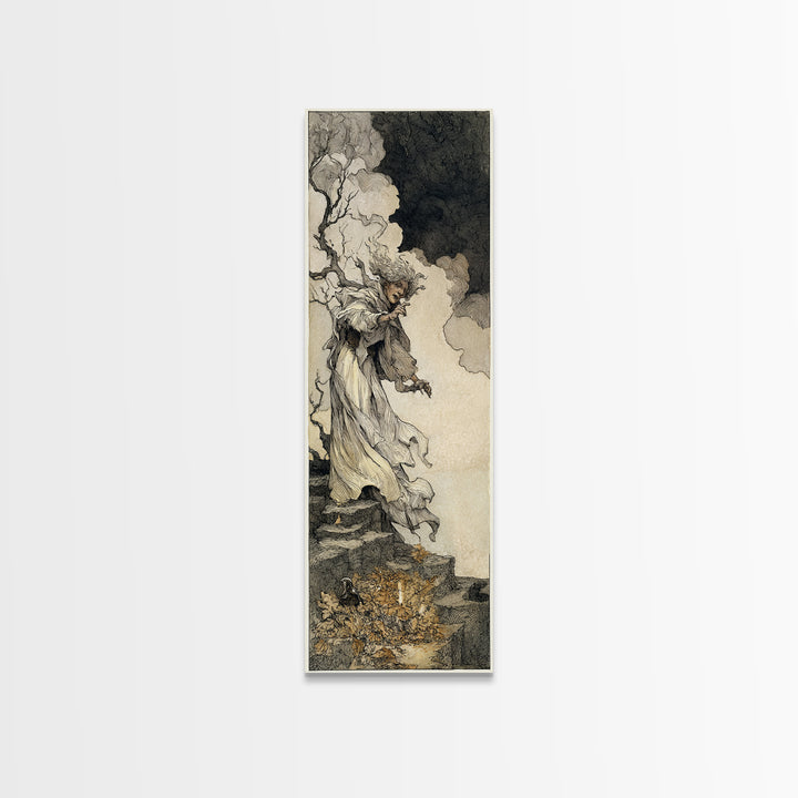 The Banshee Singer, Gothic Storybook Art, Tall Narrow Wall Art, Dark Fantasy Wall Art, Canvas Print, Halloween Wall Art
