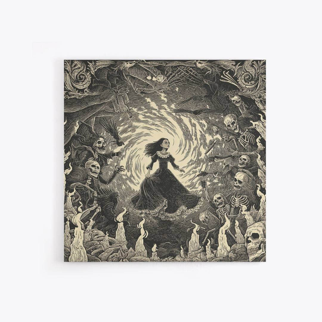 The Banshee Singer, Macabre Folk Print Art, Square Wall Art, Macabre Wall Art, Framed Canvas Print, Halloween Wall Art