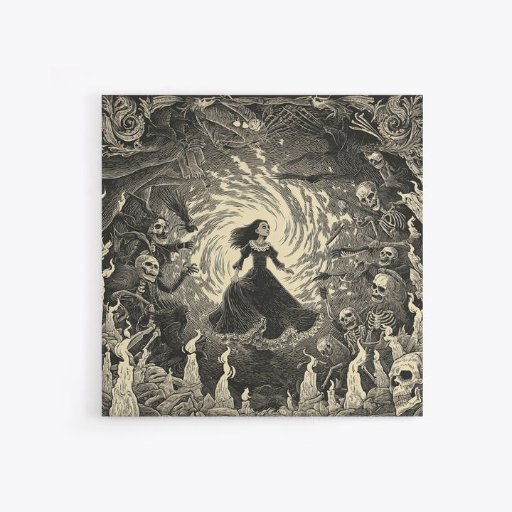 The Banshee Singer, Macabre Folk Print Art, Square Wall Art, Macabre Wall Art, Framed Canvas Print, Halloween Wall Art
