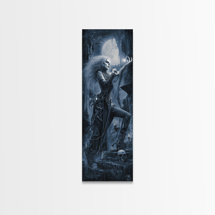 The Banshee Singer, Biomechanical Horror Art, Tall Narrow Wall Art, Macabre Wall Art, Canvas Print, Halloween Wall Art, Gothic Home Decor