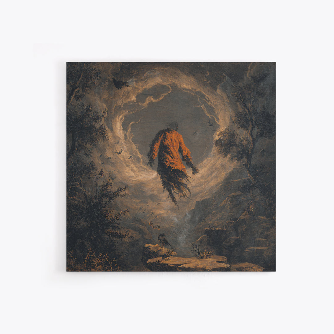 The Tattered Wraith, Baroque Witchcraft Art, Square Wall Art, Dark Halloween Decor, Canvas Print, Halloween Wall Art, Gothic Home Decor