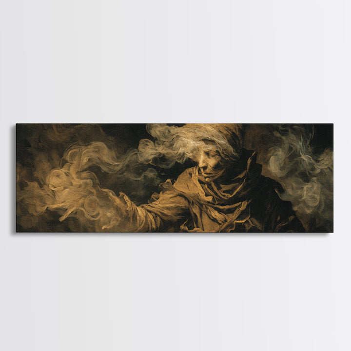 The Tattered Wraith, Dark Romantic Horror Art, Extra Wide Wall Art, Gothic Horror Wall Art, Canvas Print, Halloween Wall Art