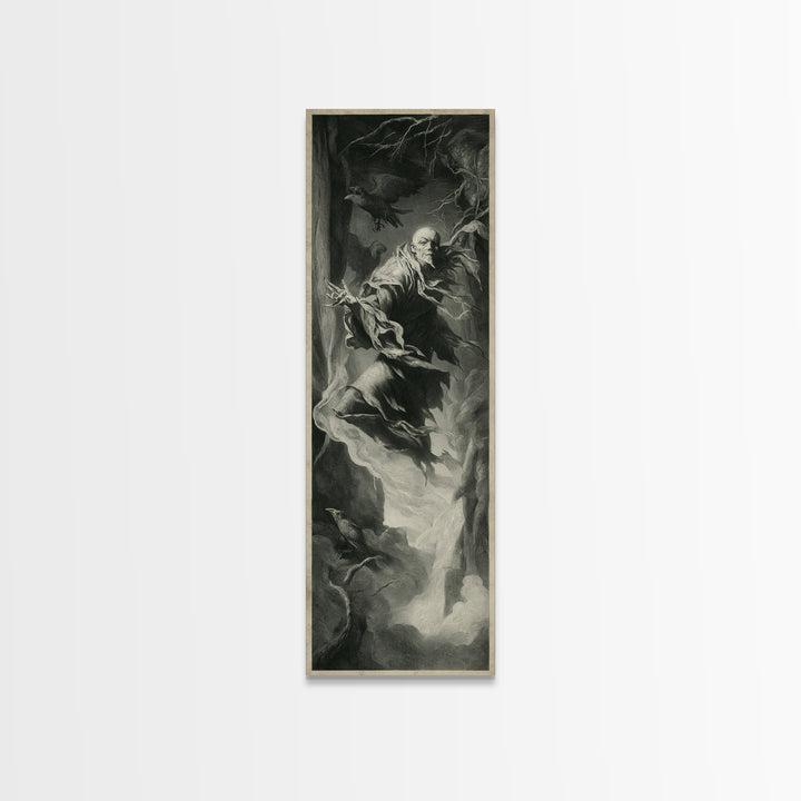 The Tattered Wraith, Gothic Nightmare Art, Tall Narrow Wall Art, Dark Halloween Decor, Framed Canvas Print, Halloween Wall Art
